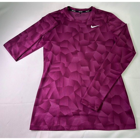 Nike Golf Tops - Nike Golf Women's Dri FIT Long Sleeve Athletic Shirt Magenta Geo Print Size M